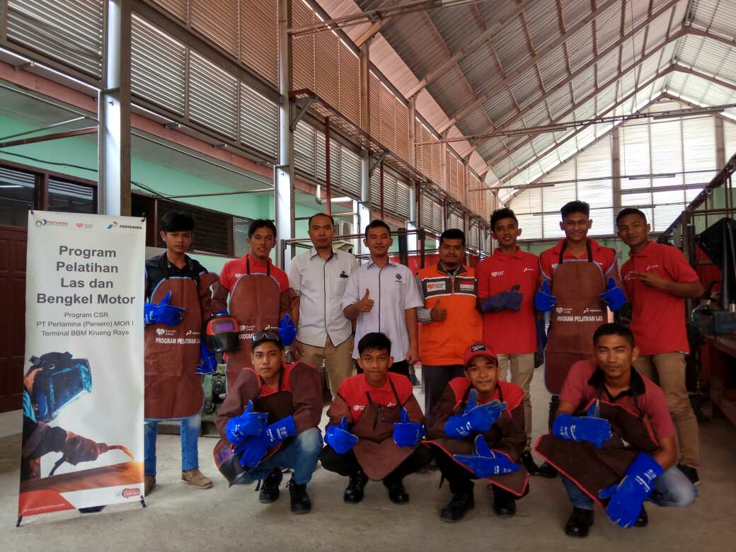 Pertamina Kembangkan Pelatihan Las dan Otomotif di Krueng Raya